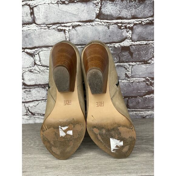 Frye Ash Taupe Leather Pointed Toe Western Heel Booties Women’s Sz 10M US/41EU - Picture 9 of 16